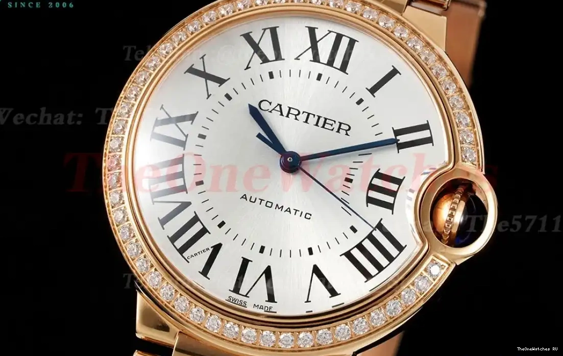 A076 Cartier YG YG De Ballon Wht 36mm 3KF Dia Bleu 0622